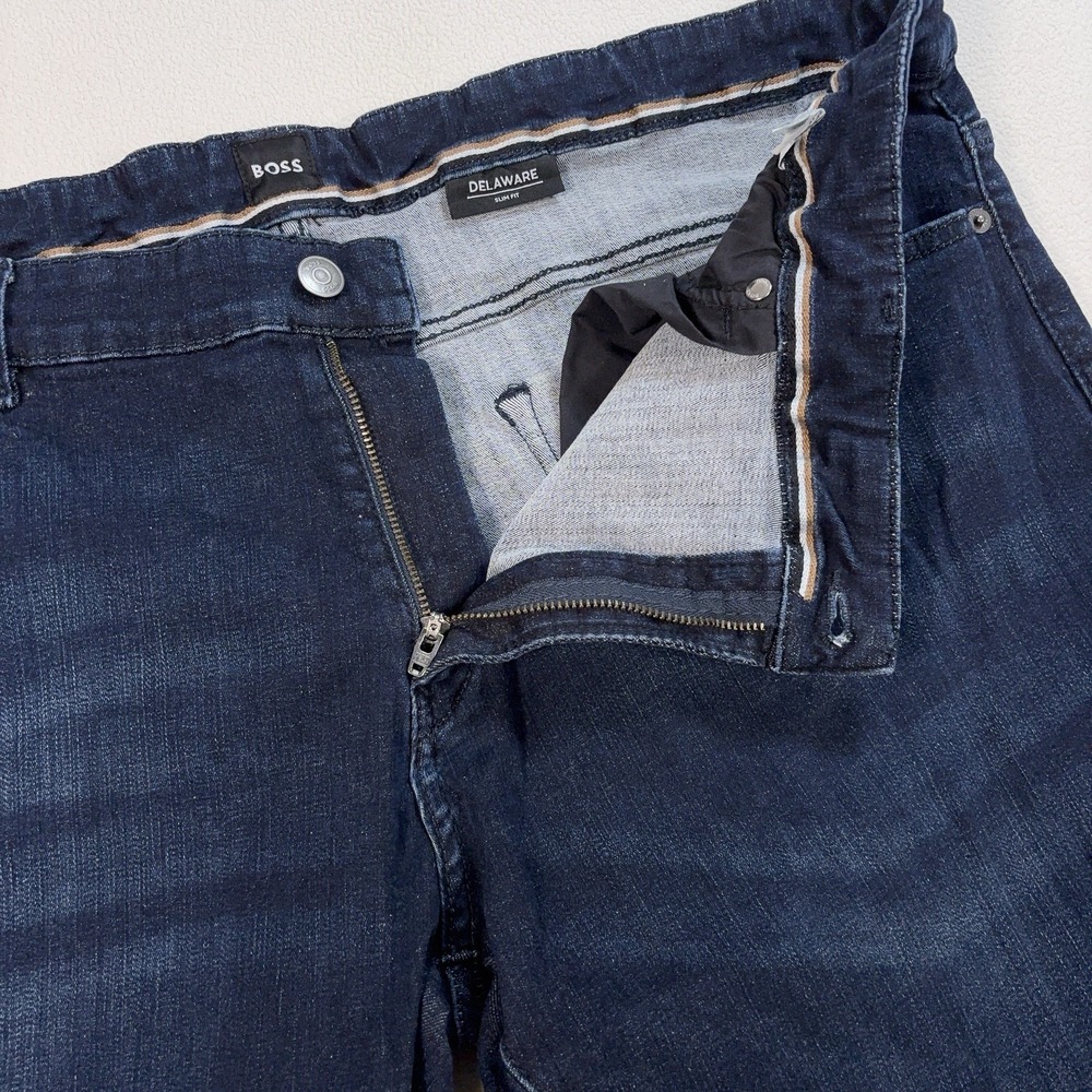 Boss Delaware 3-1 Slim Fit Jeans Men's 42x34 Blue Stretch Tapered Denim - Picture 5 of 16